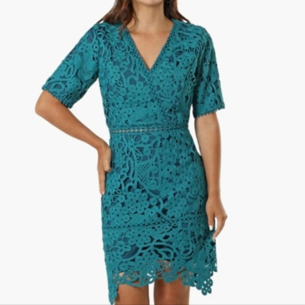 Adelyn Rae Teal Lace Mini Dress XS